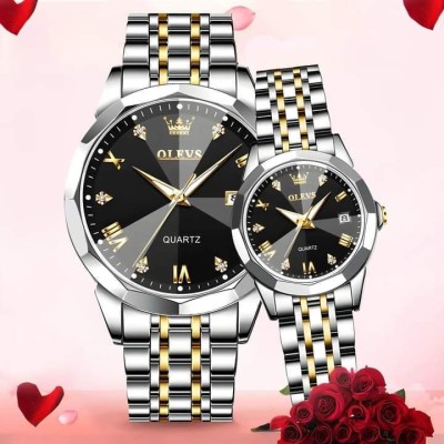 Olevs  Stainless Steel fashionable  Couple watches Silver black